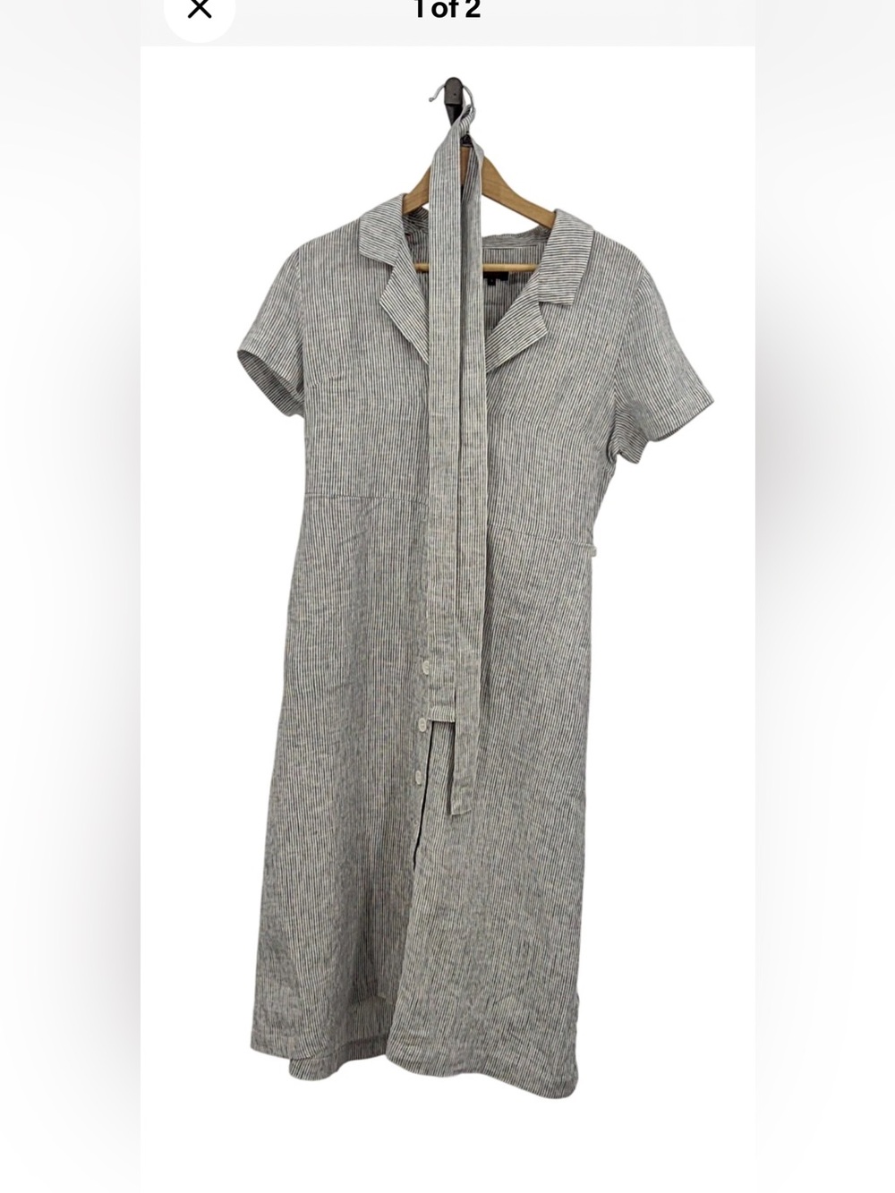 QUINCE 100% European linen blue pinstripe dress size S - Picture 7 of 8